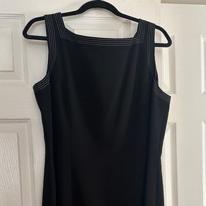 Ann Taylor classic black A-line sleeveless dress with white stitch detail
